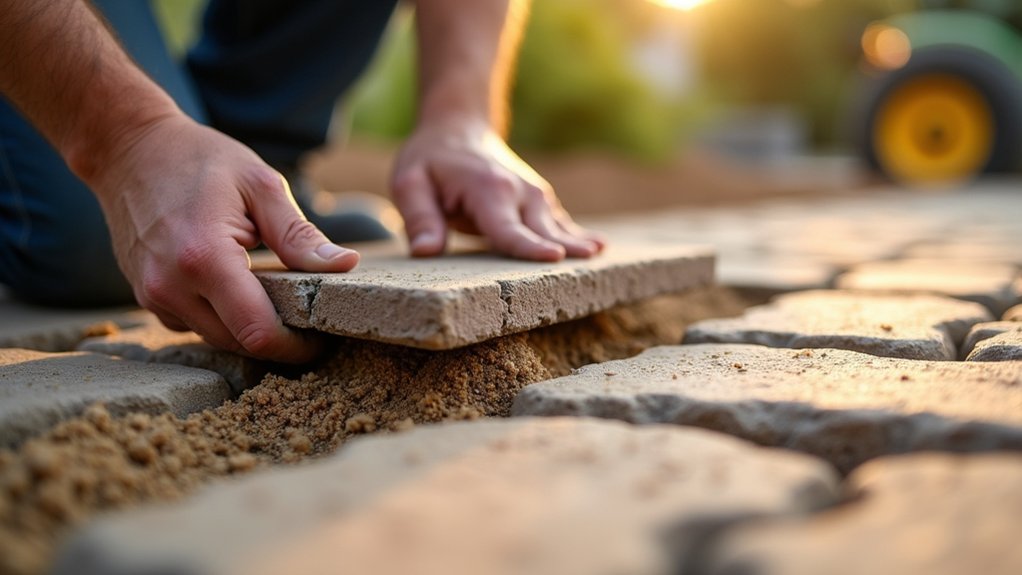 restoring sunken paver driveways systematically