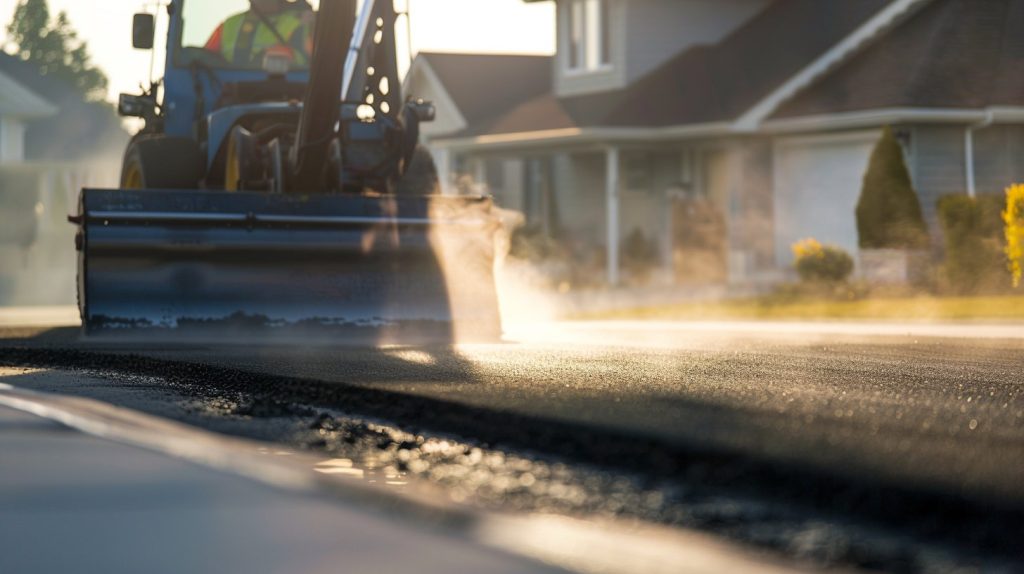 Fresh blacktop driveway installation by Asphalt & Concrete Solutions team