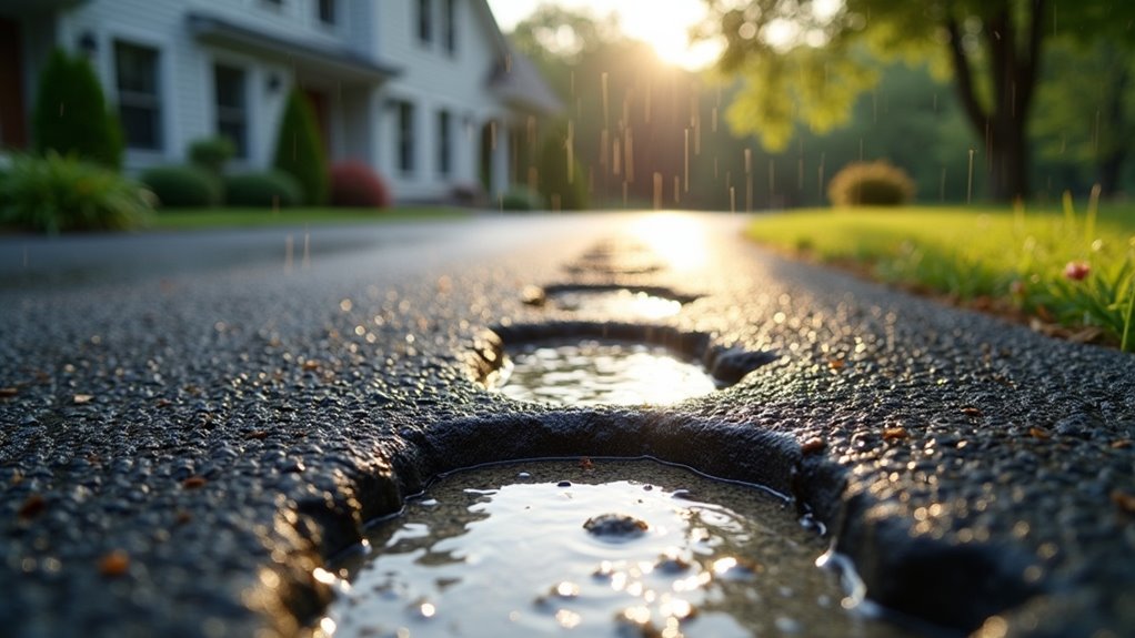 permeable asphalt absorbs rain