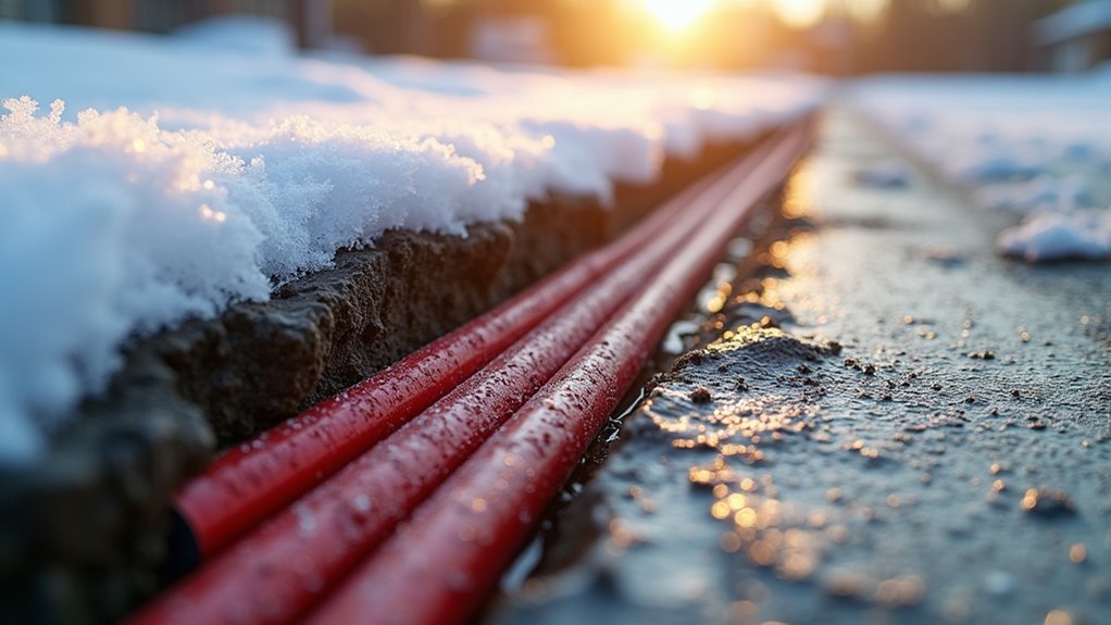 heat melts snow through slabs